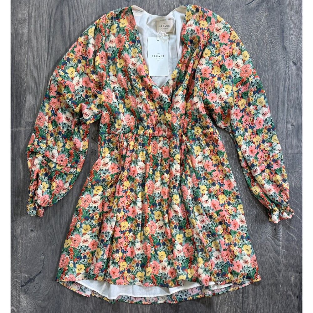 NEW w/Tags ~ Sézane Pat Dress Floral Mini Wrap Viscose Chiffon FR 34 / US 2